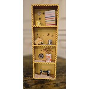 Sewing Room Decor‎ - sewing notions in mini ruler-edged diorama display